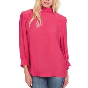 NWT ★: IRO Sense button-detailed Crepe de Chine Blouse, Fuchsia/Pink, 34
